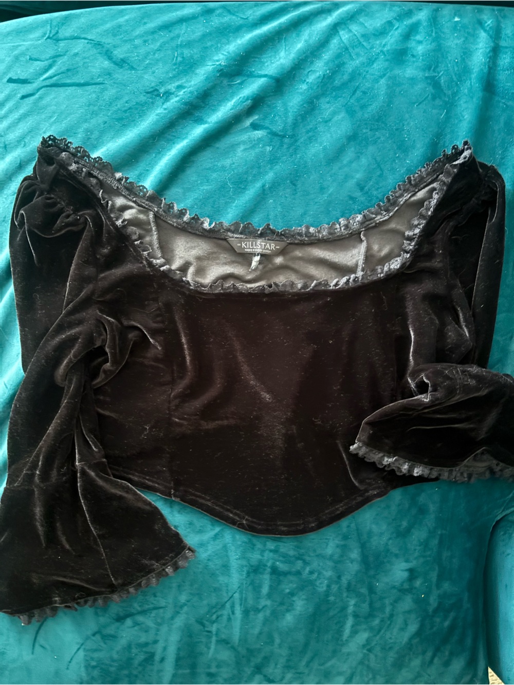 Killstar Black Velvet Off-Shoulder Bandeau Top